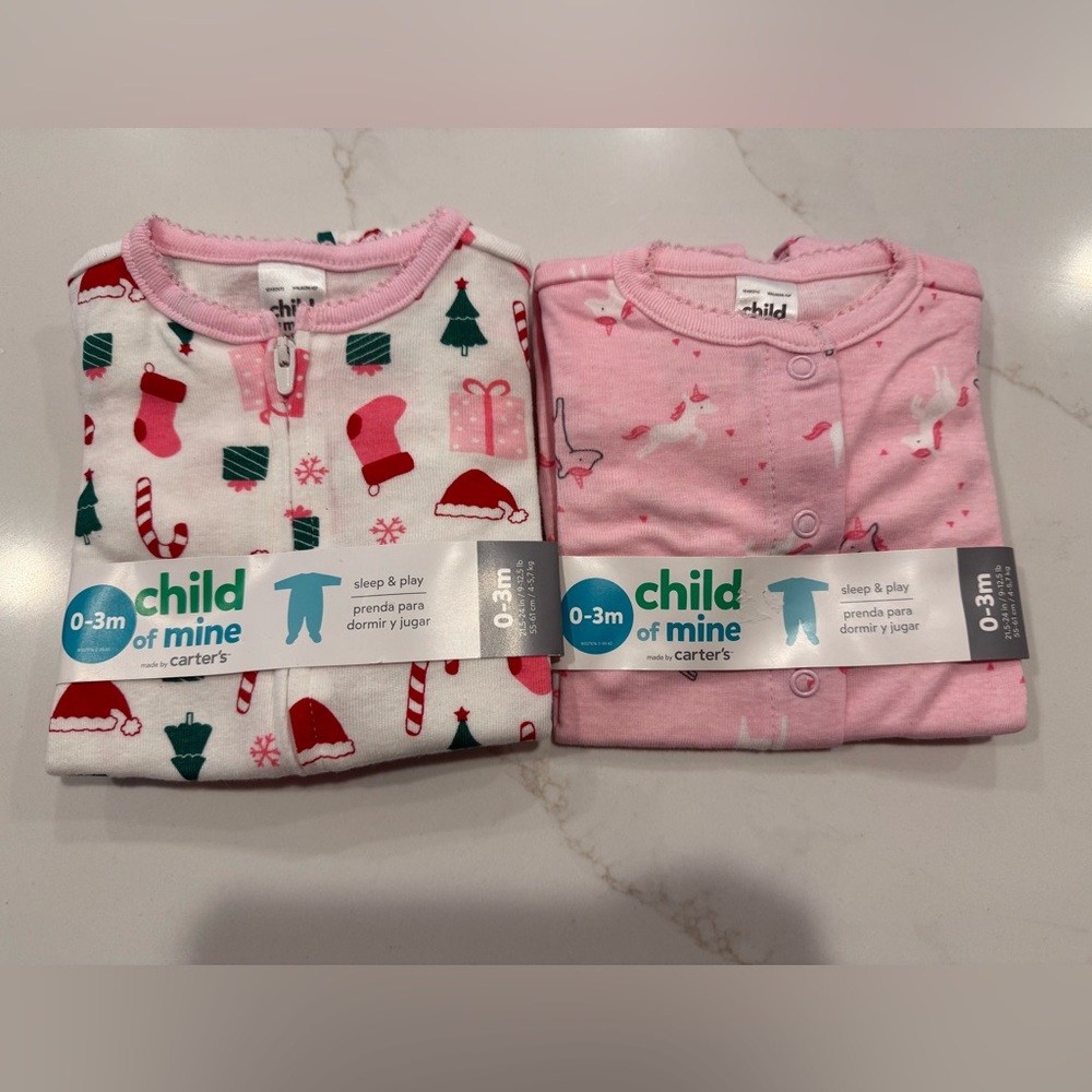 NEW 2 baby girl Christmas pajama set for 0-3 months #babychristmas